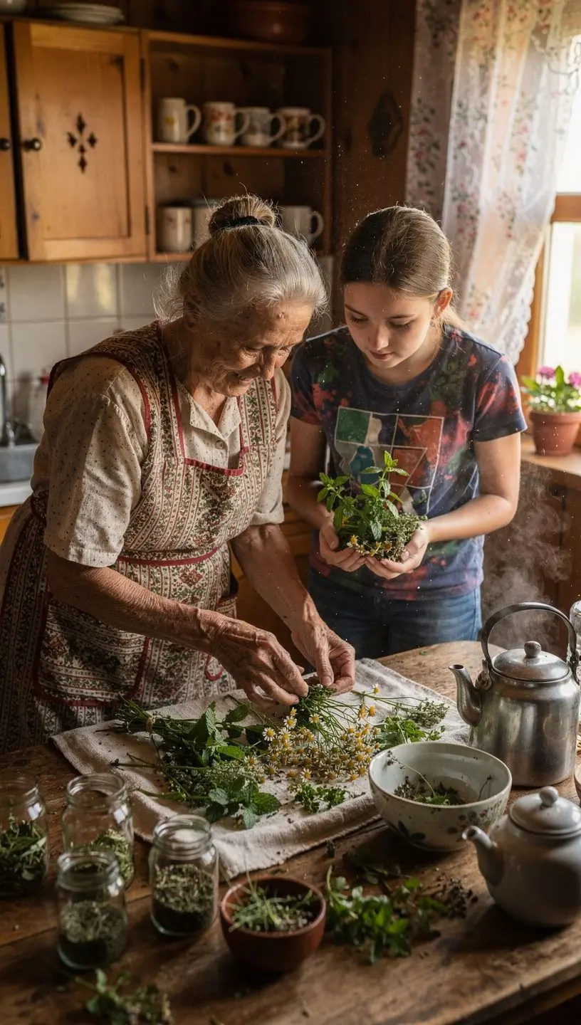 Žmonių grupė, švenčianti arbatą, dalijasi patarimais dėl kasdienio gerovės palaikymo žolelių arbata.