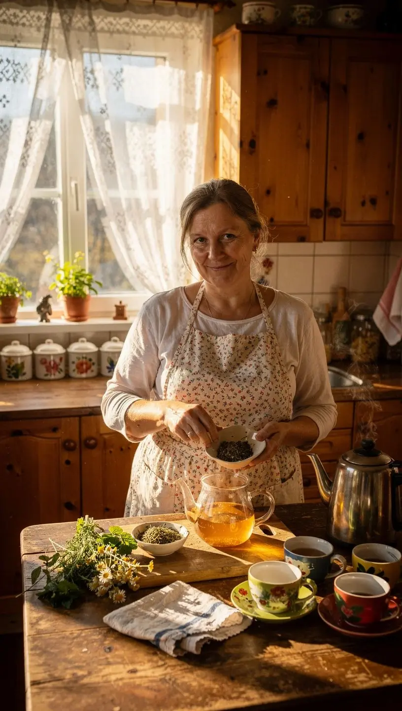 Rankos pilančios karštą vandenį į arbatinuką su džiovintomis žolelėmis viduje.